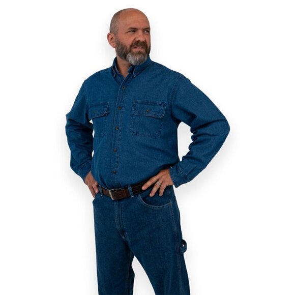 NWT Key Apparel Long Sleeve Men's Denim Work Shirt 2XLT - Picture 4 of 12